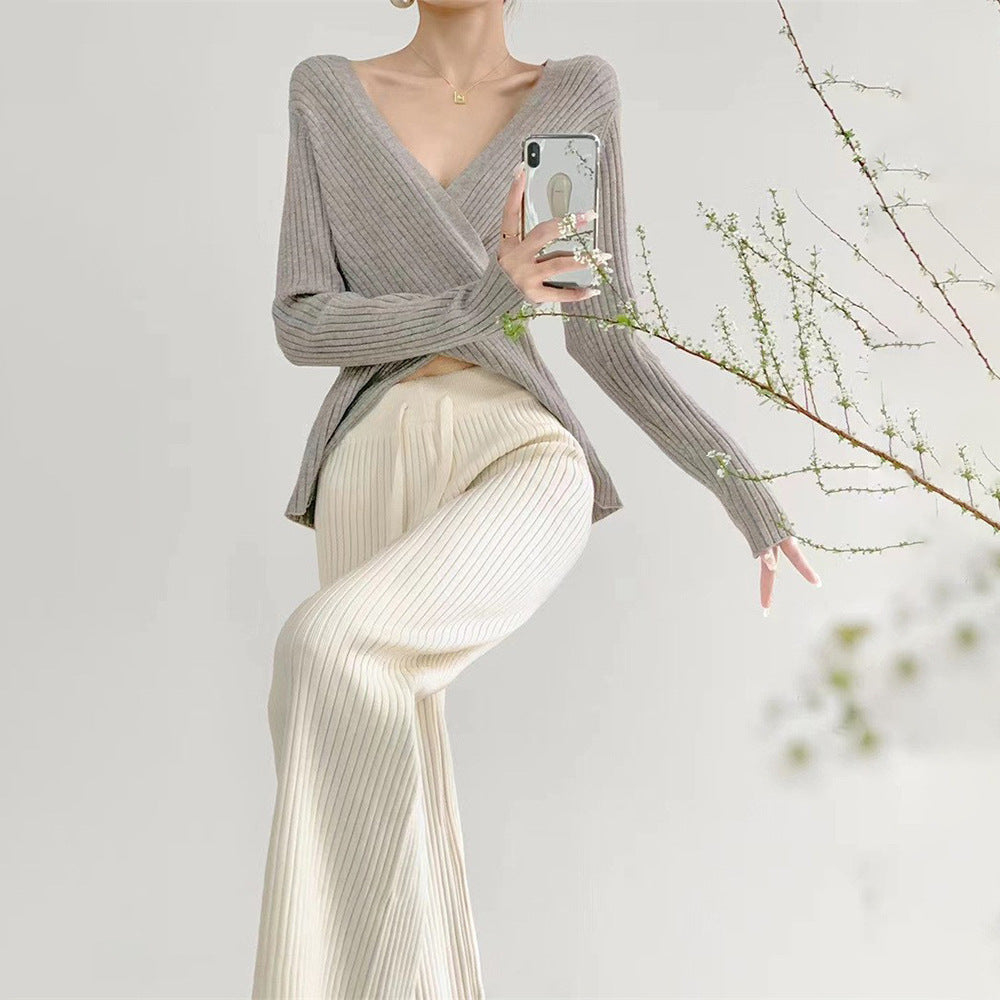 Women's High Waist Slimming Soft Knitted Trousers - Image 3