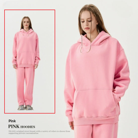 American-style Trendy Brand Fleece-lined Extra-thick Hoodie And Sweatpants Tracksuit Set - Image 13