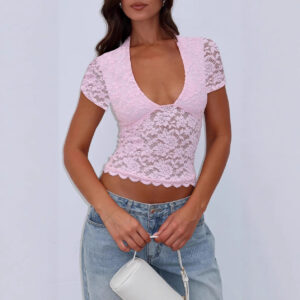 Lacy Slim-fit Bottoming Top Women's Clothing