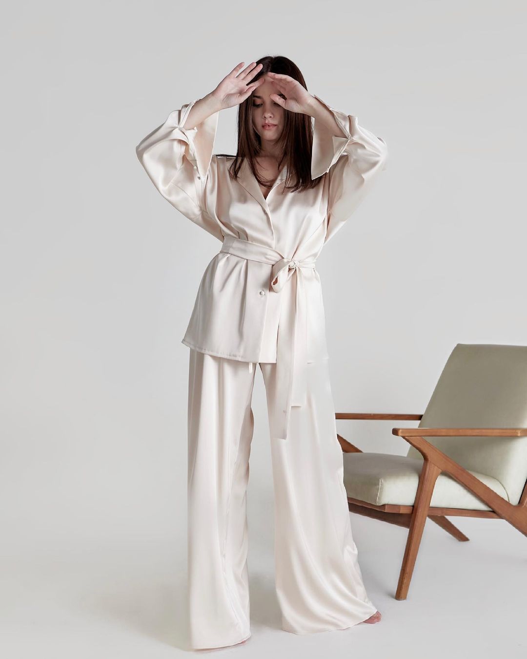 Womens Summer Loungewear Set Relaxed Comfortable Rayon-Look Pants And Robe For Casual Home Wear - Image 7